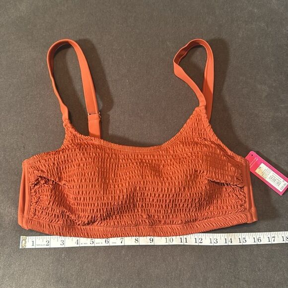 Women’s Xhilaration Plus Size Orange Bikini Smocked Top Size 1X NWT - Picture 6 of 9